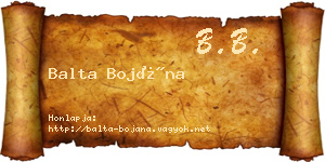 Balta Bojána névjegykártya